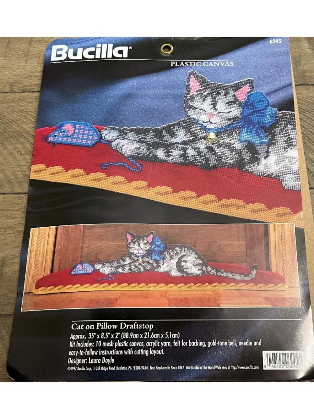Bucilla 6245 Plastic Canvas Needlepoint Kit Cat On Pillow Draftstop Lauren Doyle